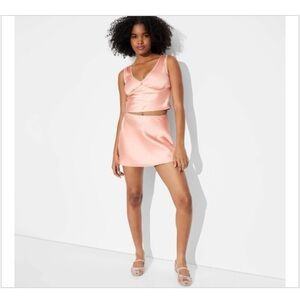 Women's Satin Mini Skirt - Wild Fable Peach Orange Size XS New